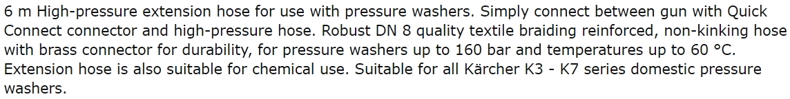צינור מאריך למכונת שטיפה בלחץ קרשר KARCHER 26417090 TEXT